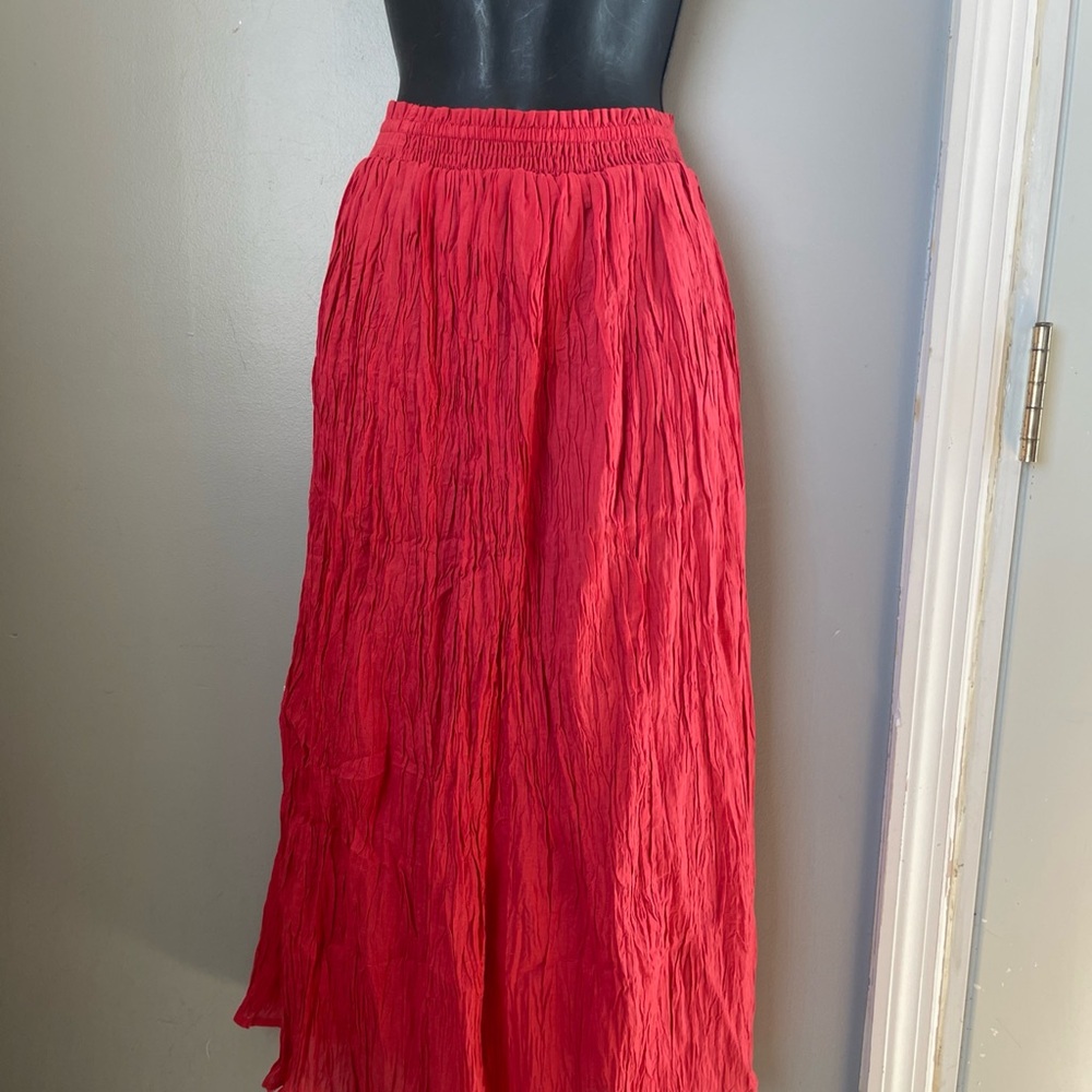 Chaundry KC Vibrant orange Pleated Maxi Skirt for Cocktail Events size M